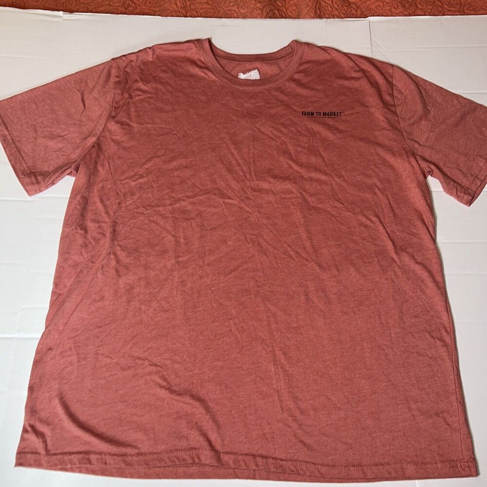 Farm To Market Rodeo Man Graphic T Shirt Mens 2X Heather Rust Red Western Cowboy